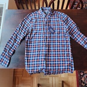 Chaps Brushed Flannel Shirt Mens Medium Classic Blue Plaid NWT $55